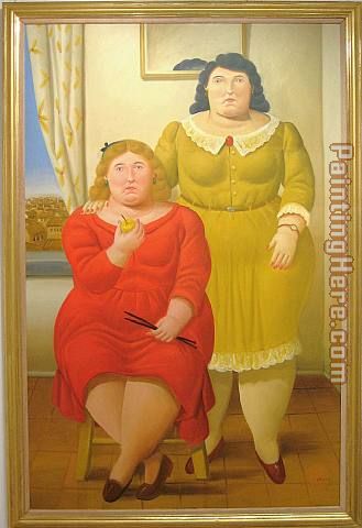 Two Sisters painting - Fernando Botero Two Sisters art painting